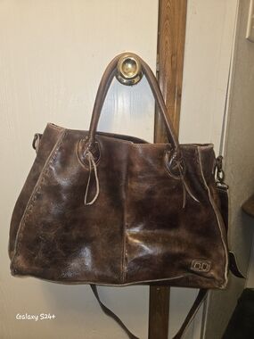 Bed|Stü Rockaway Leather Tote Satchel Handbag - Teak / Tan